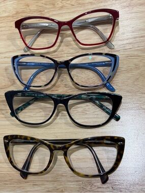 Set of 4 Prescription Cat Eye Retto Eyeglass Frames Ray Ban, Rae Dunn, BCBG